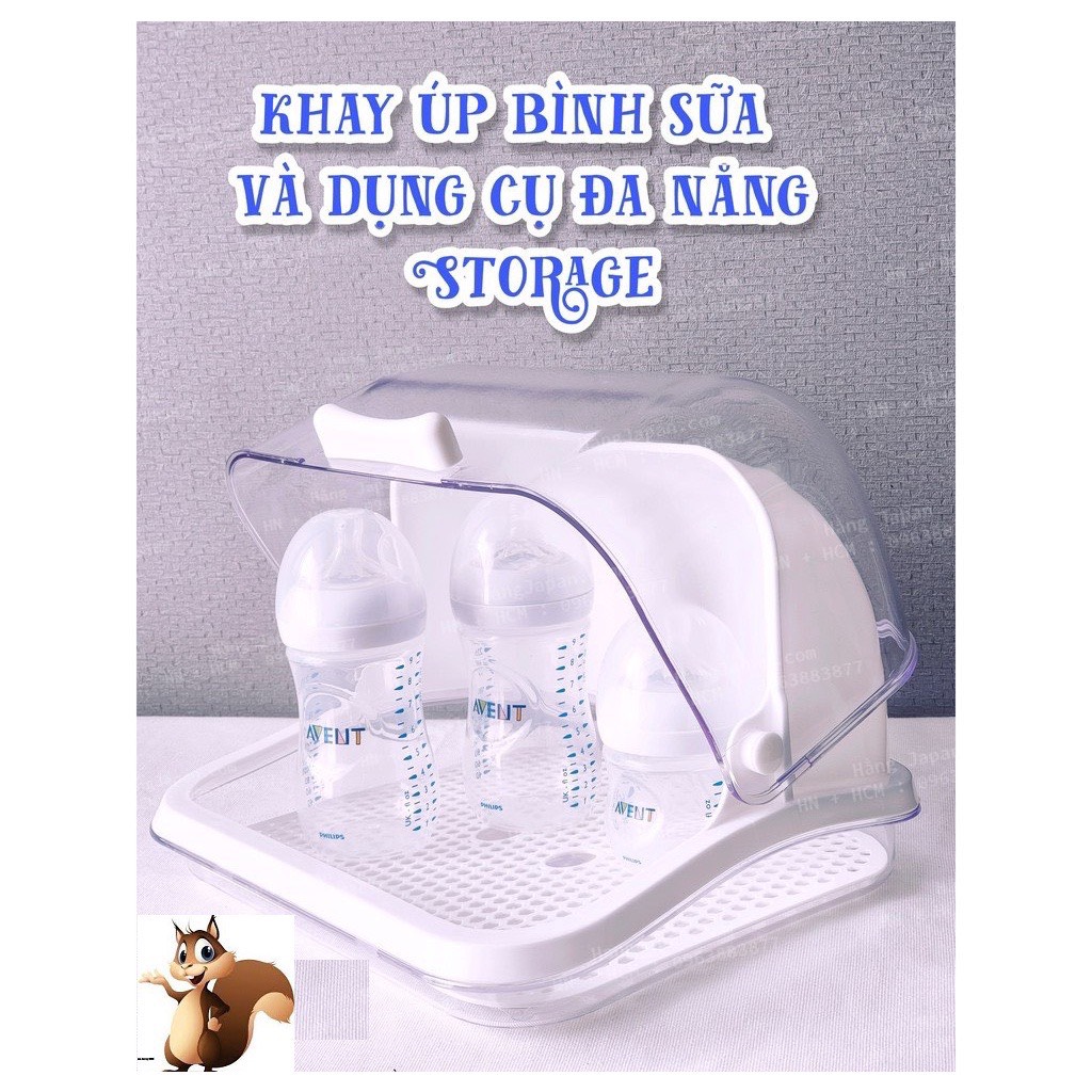 Khay úp bình sữa có nắp đậy màu trắng Kích thước: 31*29.5*22cm