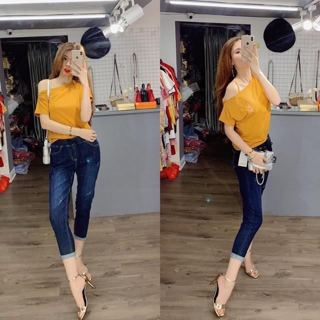 Quần baggy jeans cạp chun, quần jean nữ Q070