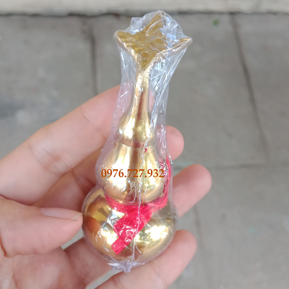 Hồ lô trơn vàng bóng cao 7,5cm, hồ lô phong thủy, hồ lô bát quái bằng đồng