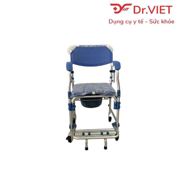 Ghế bô có bánh xe khung nhôm vệ sinh Lucass GX-200 - Ghế bô Khung Nhôm Cao Cấp, Có Đệm, Bánh Xe