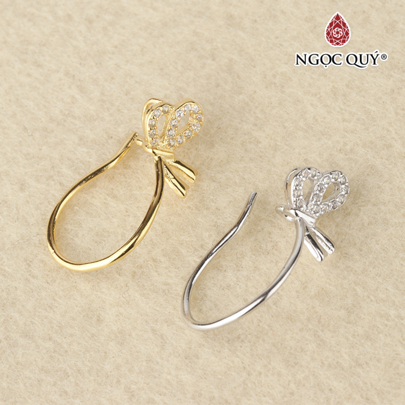 Khoen bạc hình nơ - Ngọc Quý Gemstones