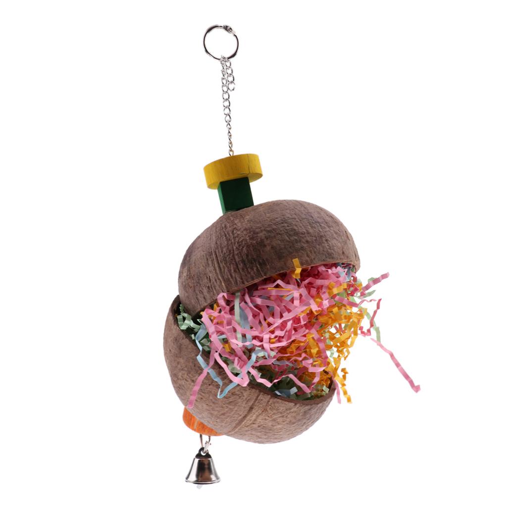 Parrot Bird Cage Chew Play Toy Coconut Hanging Swing For Parakeet Cockatiel
