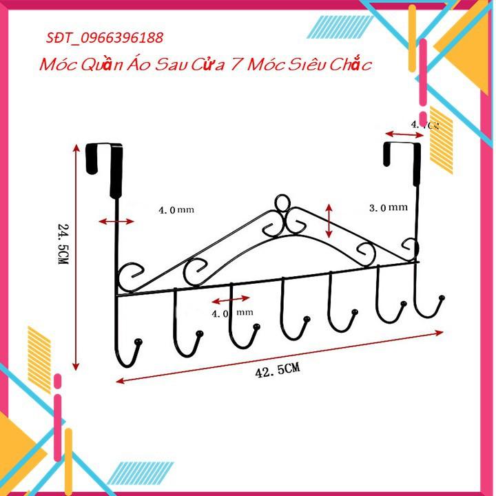 Móc quần áo sau cửa tiện lợi (loại 7 móc treo)