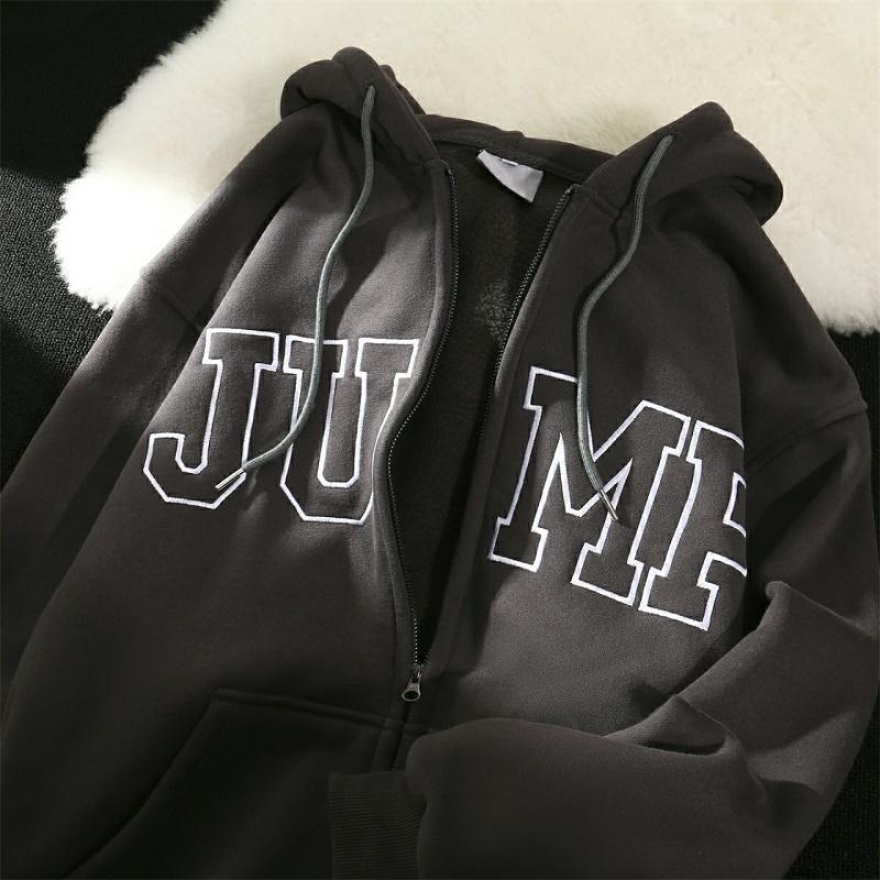Áo Khoác Hoodie Kéo Khoá In Chữ JUMP Unisex Jacket From Rộng Chất Nỉ Ngoại nam nữ mặc cực chất