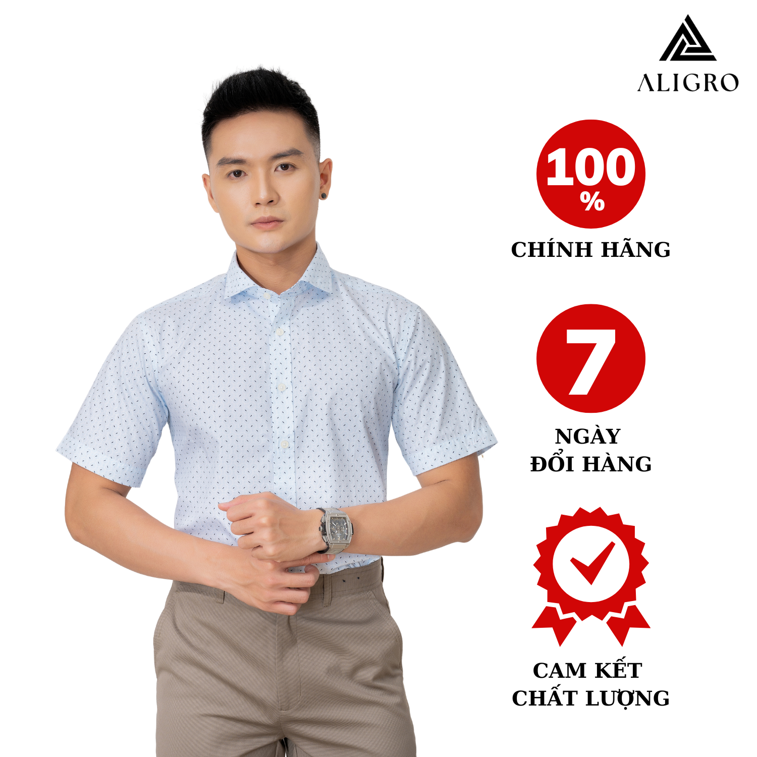 Áo sơ mi cộc tay nam Aligro ALGS-C83