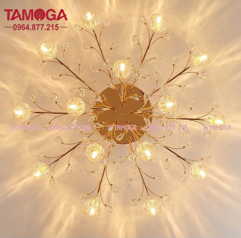 Đèn trần phòng khách hiện đại 3 chế độ ánh sáng 15 tay TAMOGA 9090