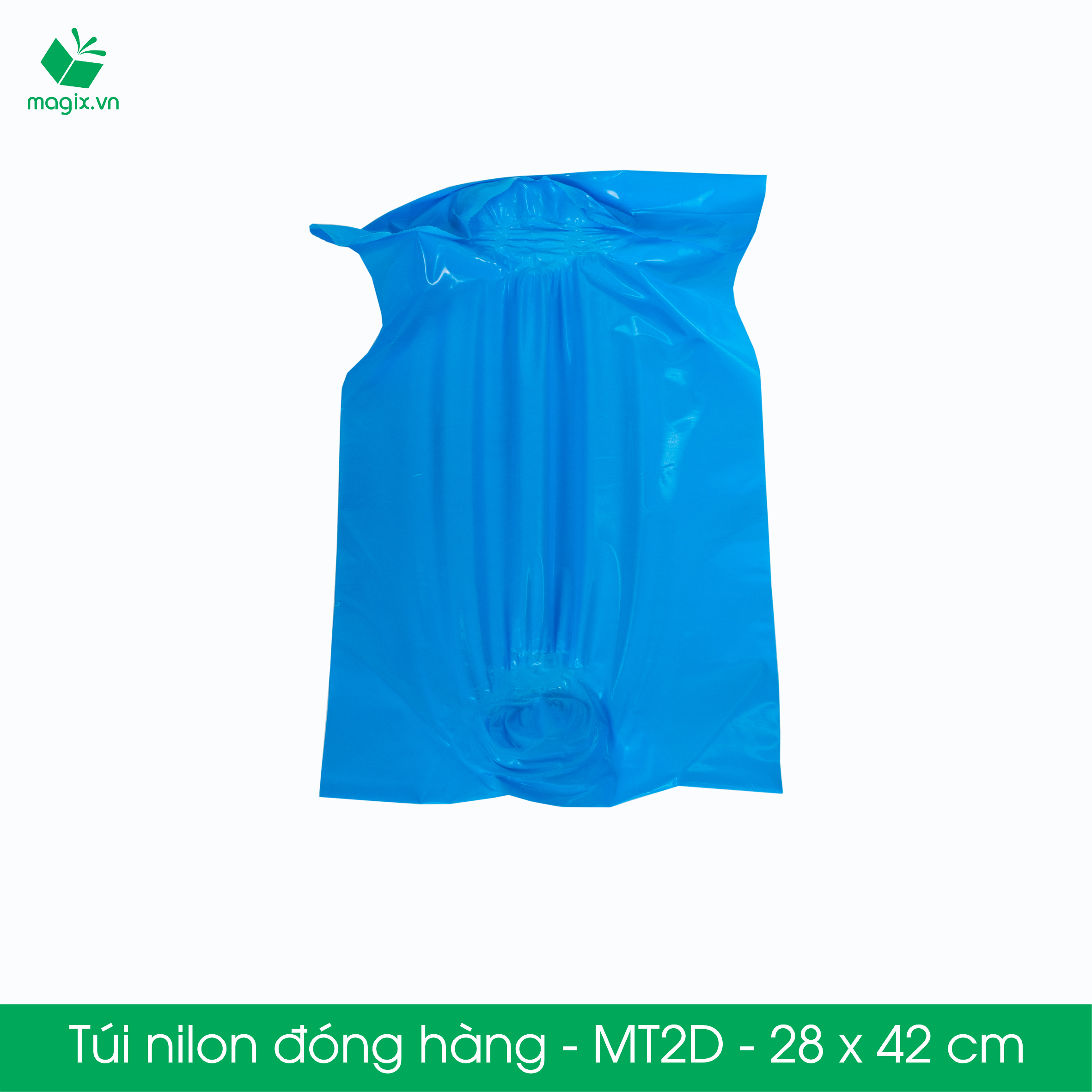 MT2D - 28x42 cm - Túi nilon gói hàng - 300 túi niêm phong đóng hàng màu xanh dương