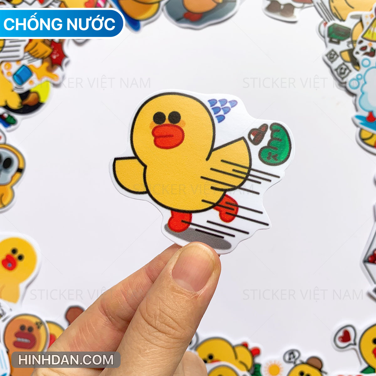 Sticker in hình Vịt Vàng SALLY - Dán Trang Trí - Chất Liệu PVC Cán Màng Chất Lượng Cao Chống Nước, Chống Nắng, Không Bong Tróc Phai Màu