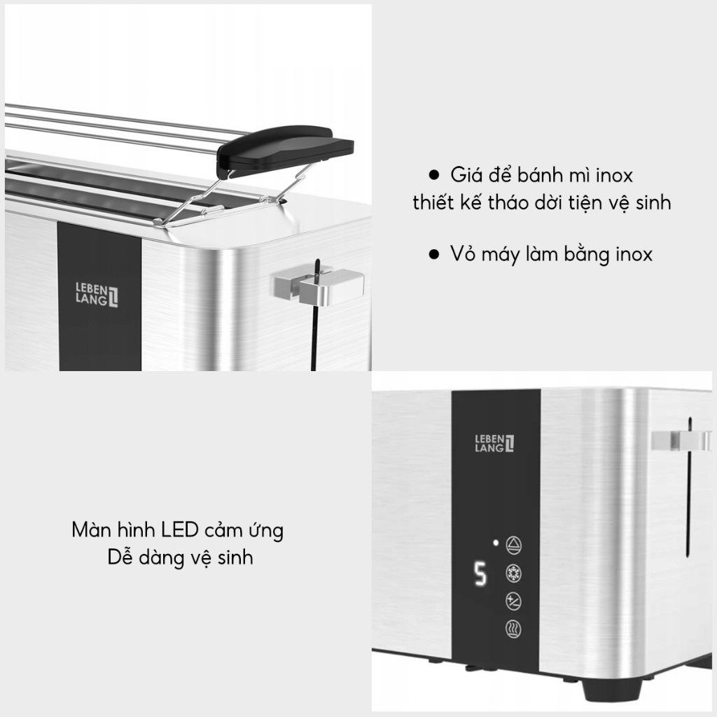 Máy nướng bánh mì Sothing Lebenlang LBL9899 dùng hâm nóng, nướng bánh sandwich 850w- Hàng chính hãng