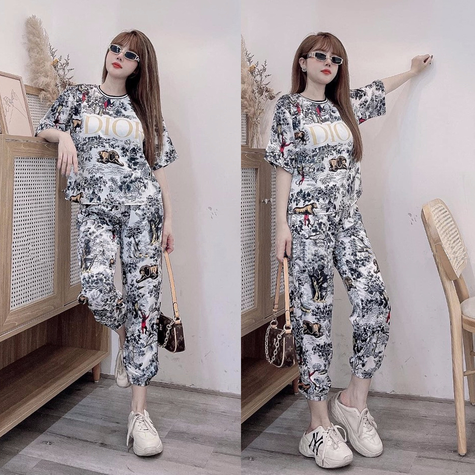 Đồ bộ thun lạnh form rộng họa tiết in 3D MS049