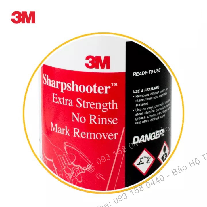 Chai tẩy rửa vết bẩn 3m Sharpshooter mark remover tẩy rửa tường, sàn, vách ngăn, chrome, vữa, thép không gỉ, gốm sứ.