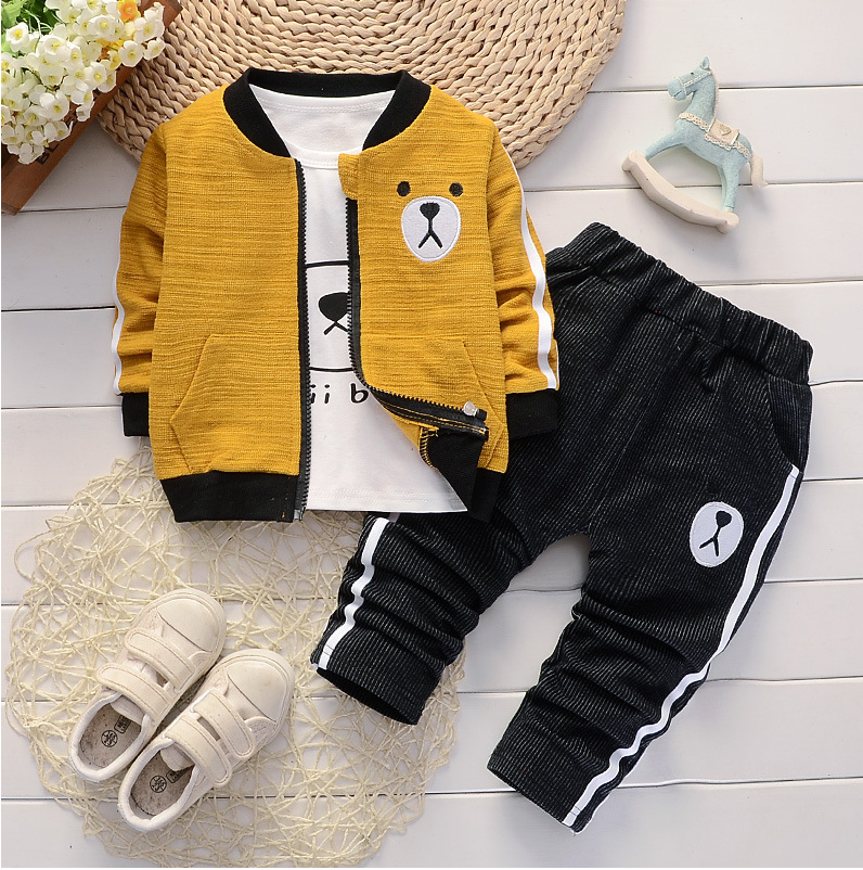 Bé Bé Trai Quần Áo Bộ Thu Xuân Sơ Sinh Cotton Thời Trang Áo Khoác + Áo + Quần 3 Tracksuits Cho Bebe Bé Trai tập Đi Giày Bộ