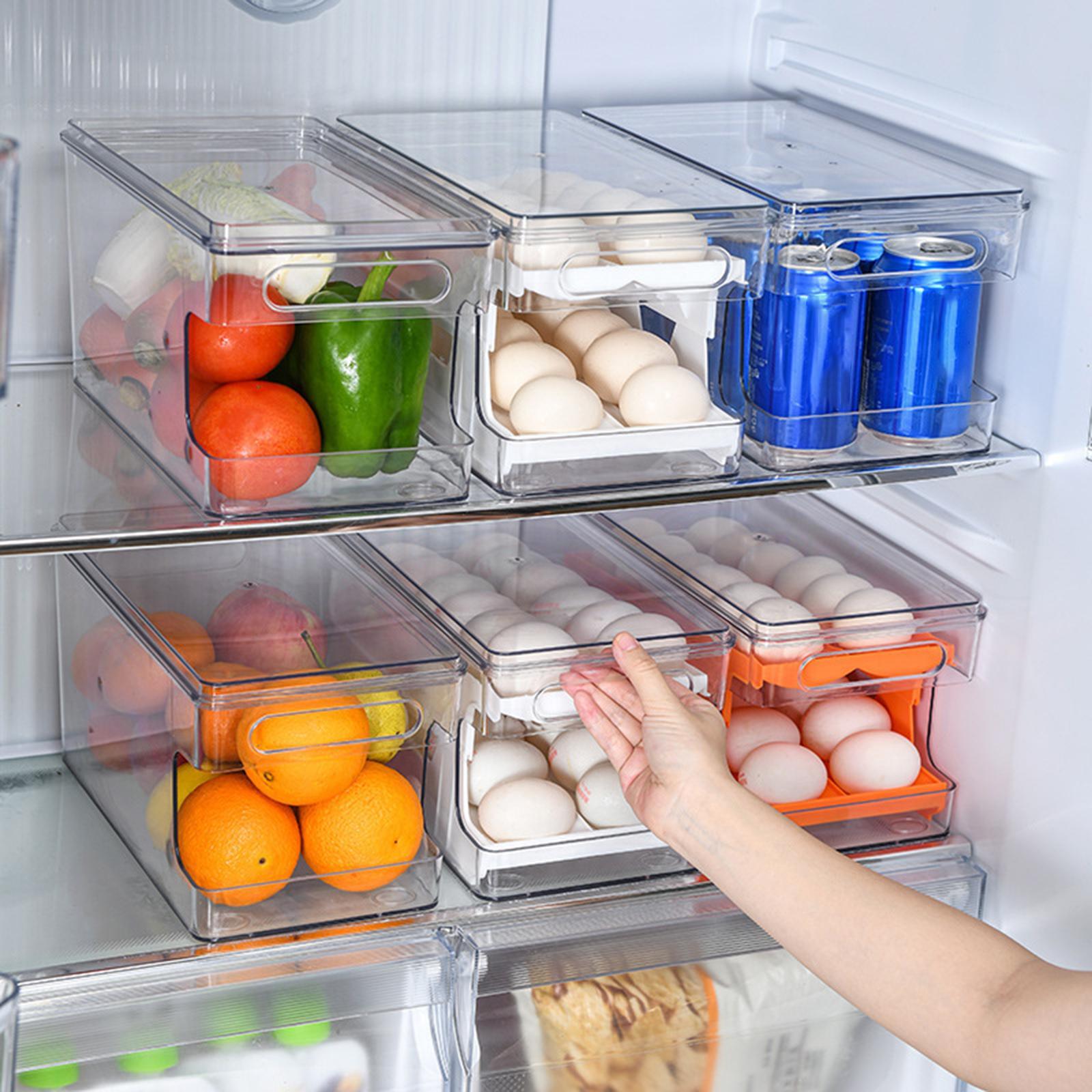 Egg Storage Box Automatic Filling Stackable Organizer for Refrigerator Kitchen Household