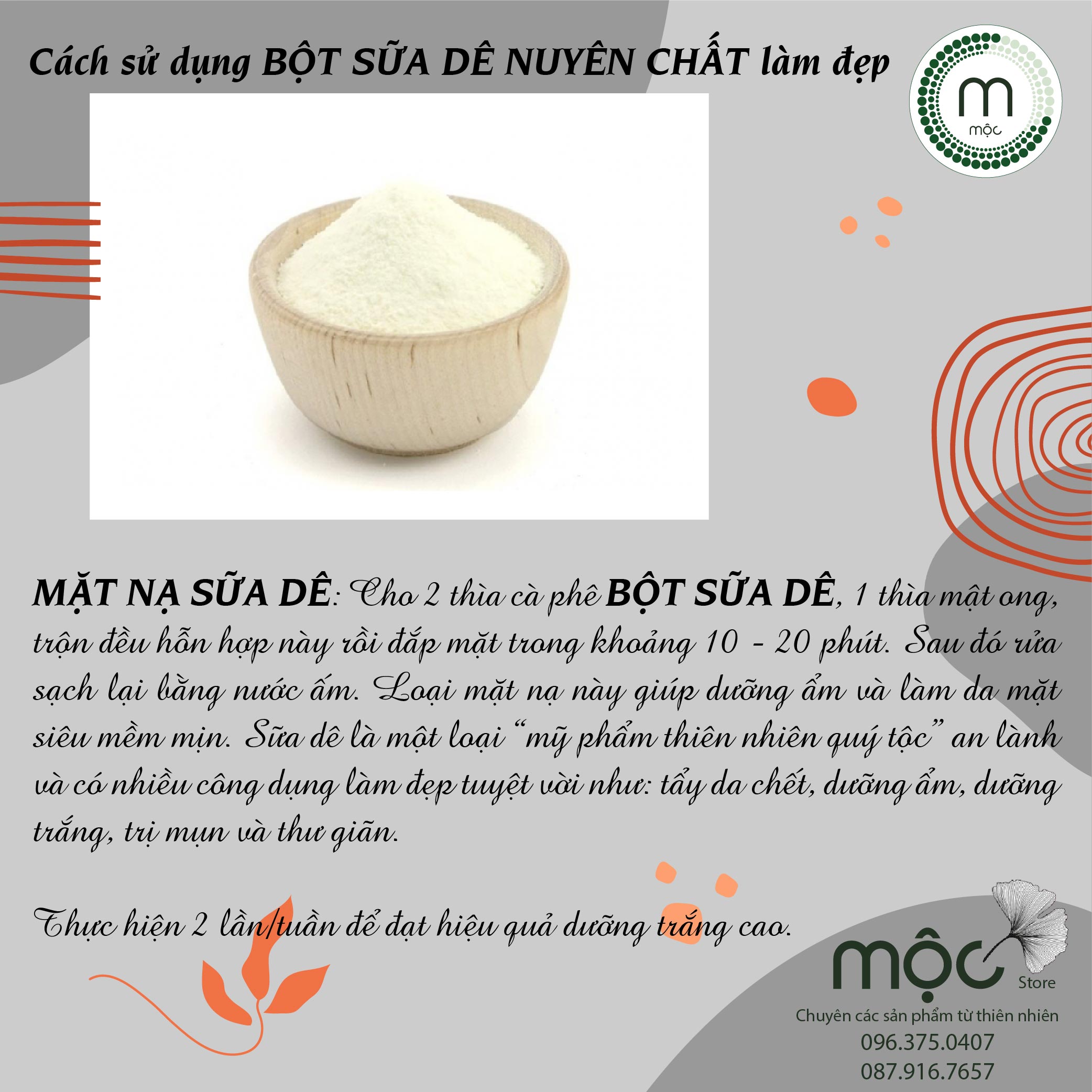 Bột đăp mặt Tinh Sữa Dê dưỡng trắng da nguyên chất 100ml