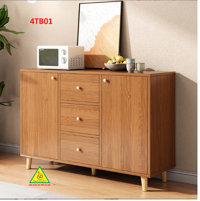 Tủ bếp hiện đại , Tủ đa năng, Tủ để lò vi sóng bằng gỗ MDF 4TB01 - Nội thất lắp ráp Viendongadv