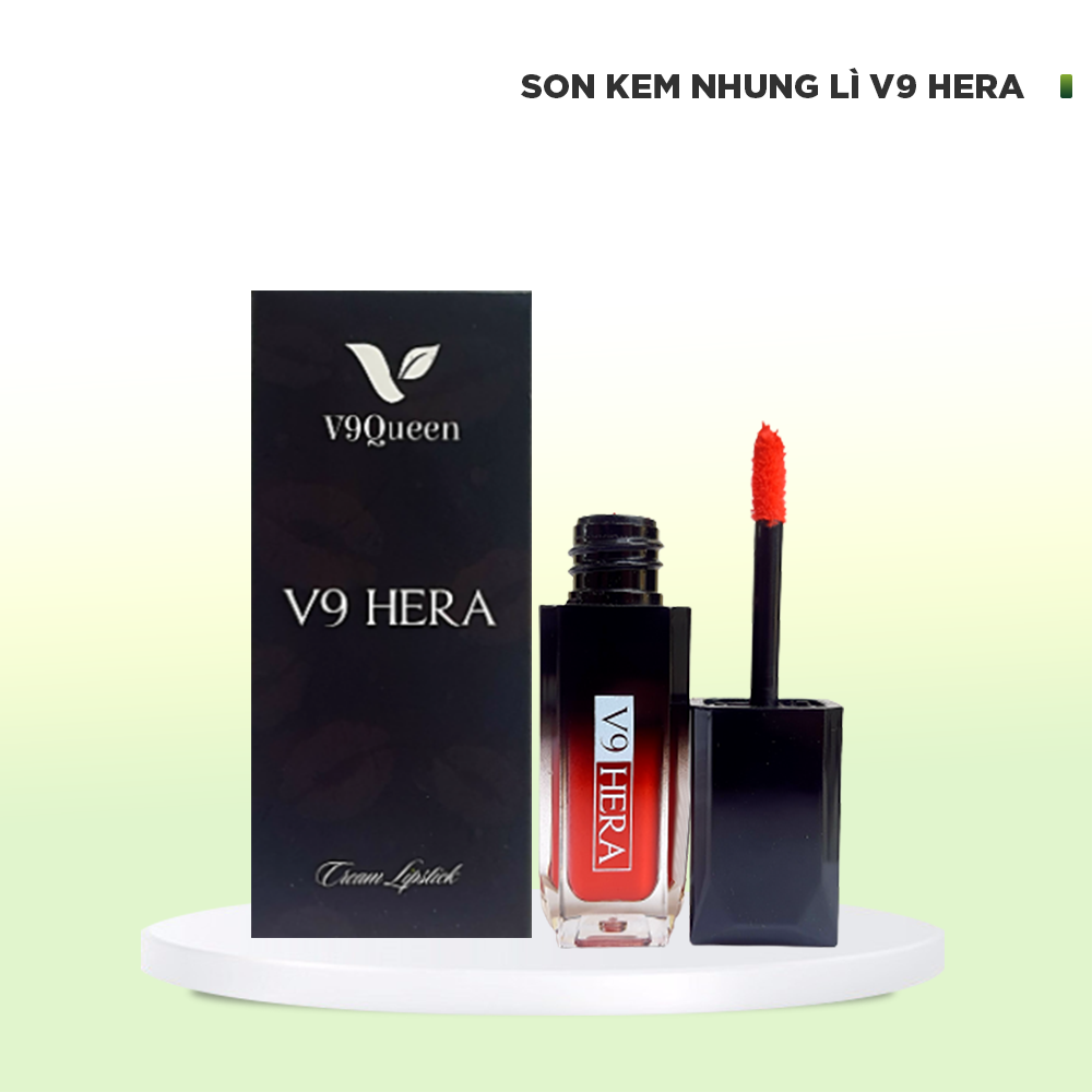 Son Kem Nhung Lì Mượt Lâu Trôi V9Queen Siêu Mịn Không Khô Môi Màu Đỏ Hồng V9 Hera 5ml