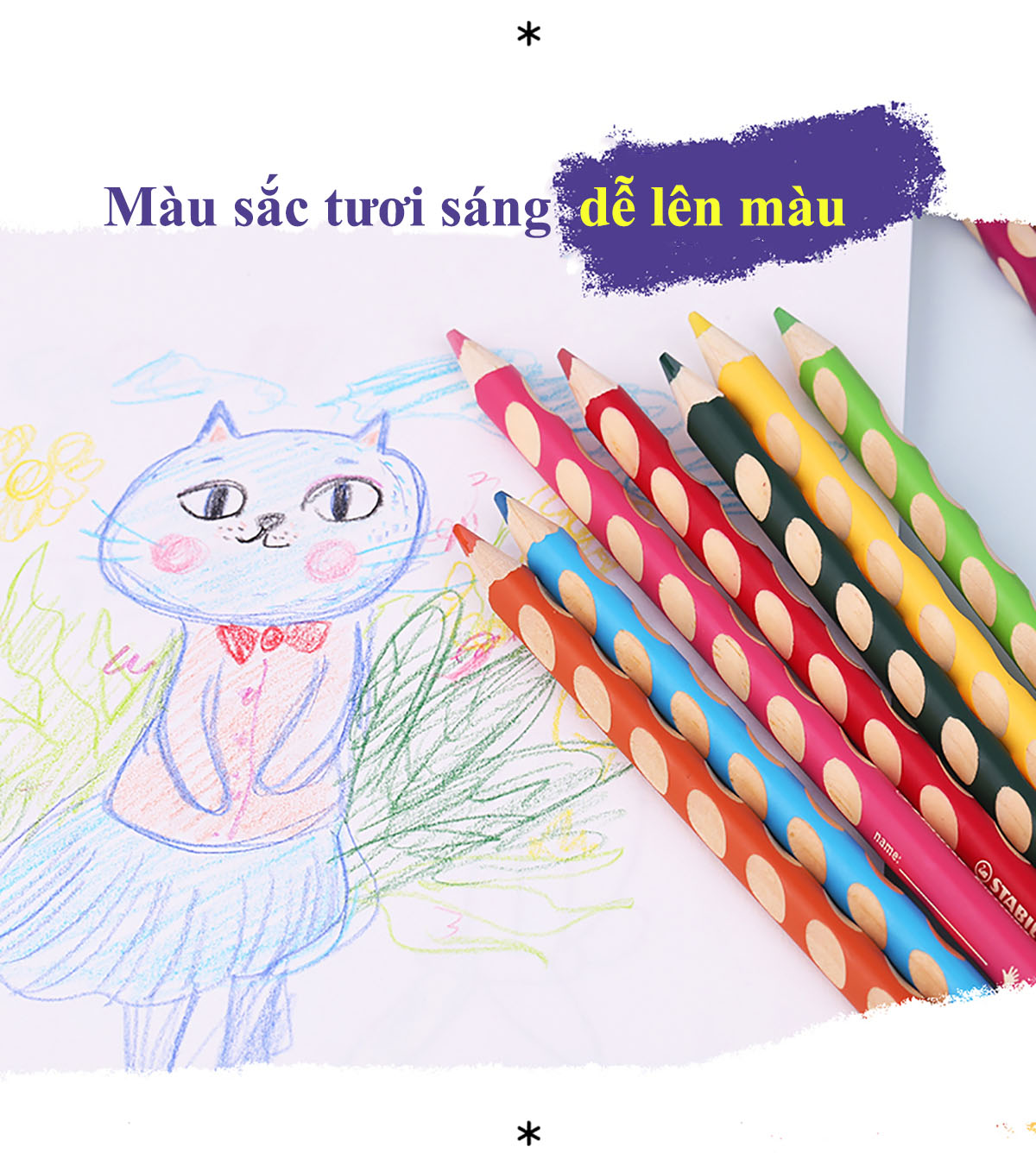Bộ 12 cây bút chì màu STABILO EASYcolors, tay phải (CLE33R/12) - Xanh dương (405)