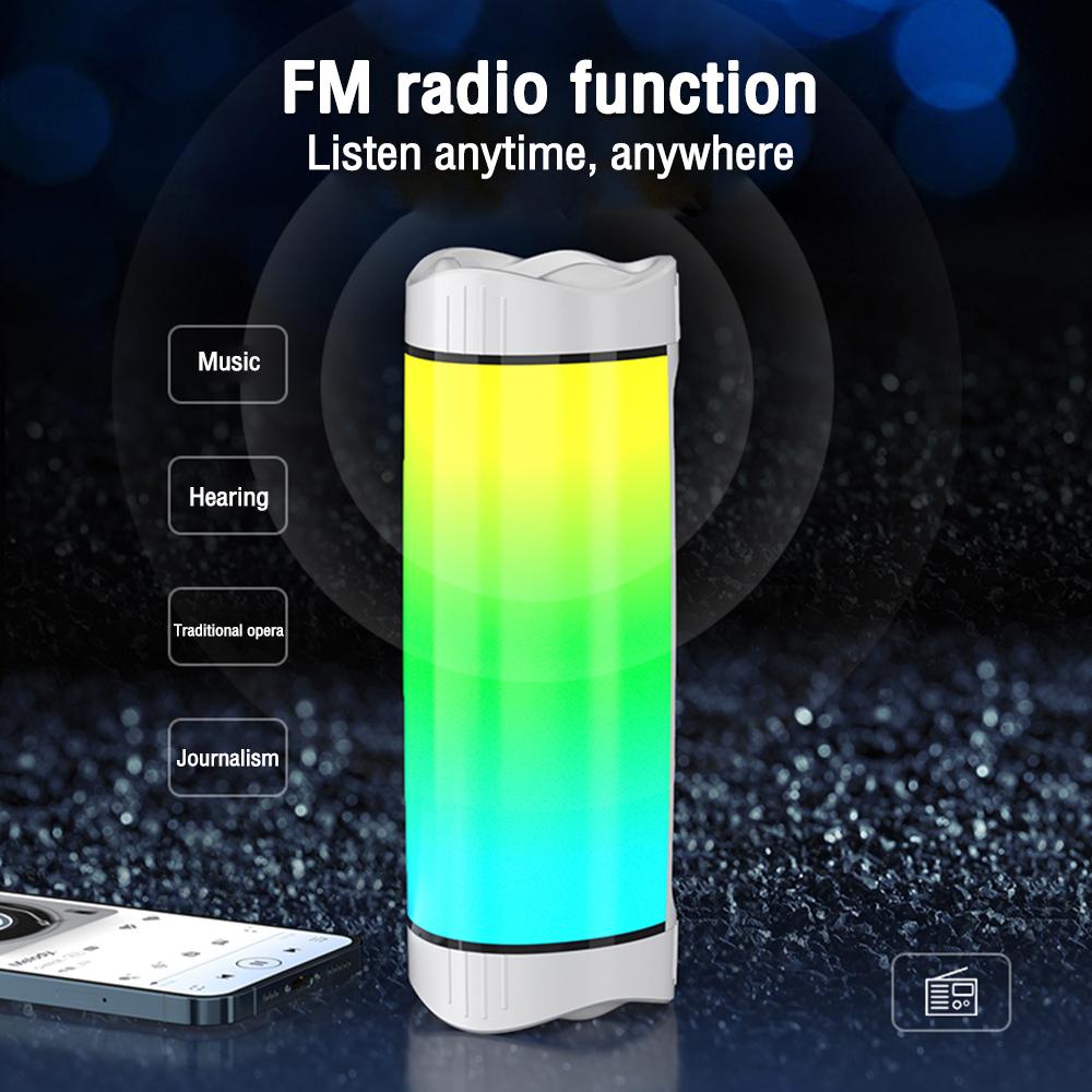 Loa tương thích Bluetooth di động Cột không dây Cột không dây Loa USB không thấm nước hỗ trợ AUX TF SubwoDofer LED màu: Đen