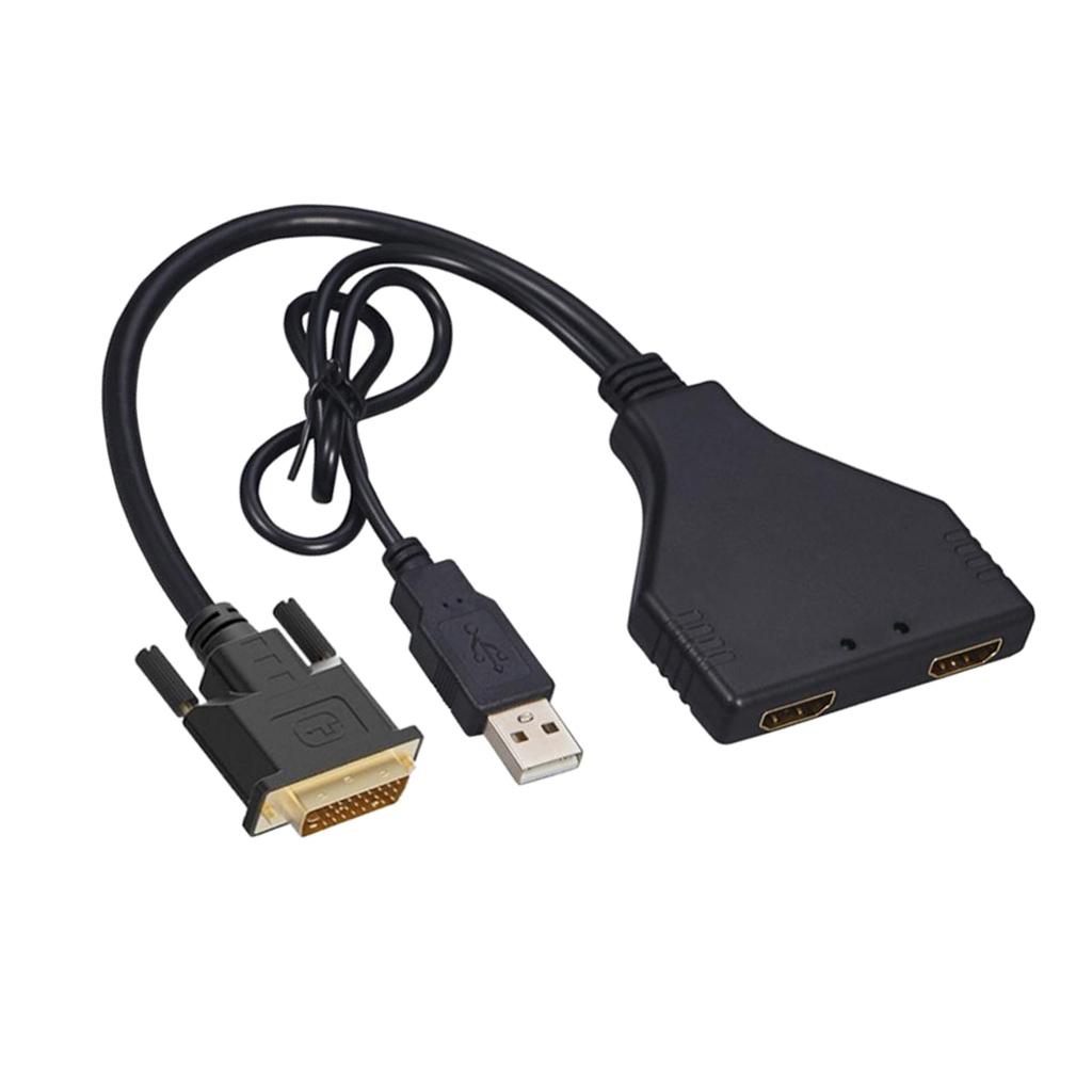 DVI To 2 HDMI 1 In 2 Out HD 1080P TV 3D Video