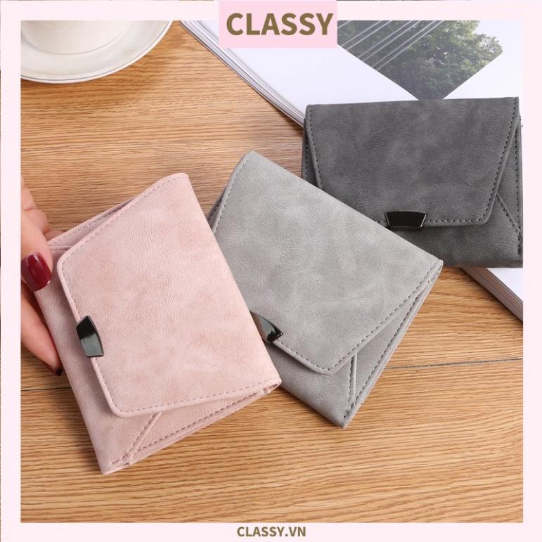 Ví nữ ngắn Classy  vật liệu da nhung, nhiều ngăn đựng thẻ, có nút nhấn T1311