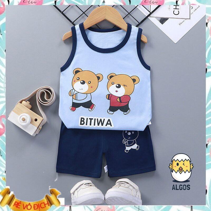 Bộ quần áo bé trai - Bộ Gấu - Cotton 100% thoáng mát thấm hút mồ hôi an toàn cho bé