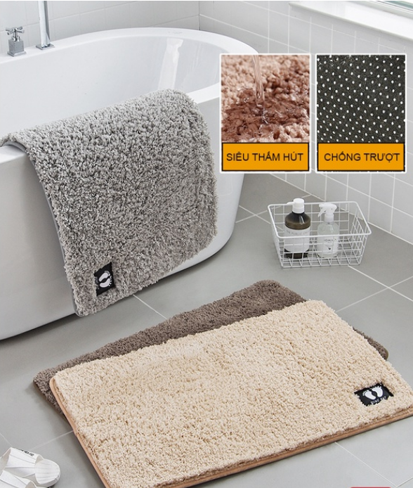 Thảm lau chân len mịn hình bàn chân thấm hút tốt size 38*58, thảm nhà tắm, phòng khách GD701-TBanChan
