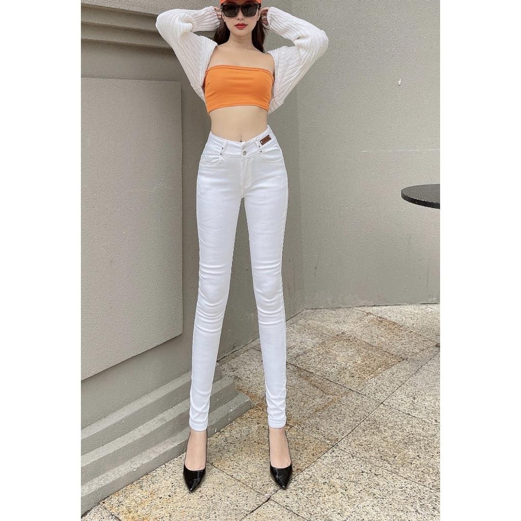 Quần Jeans Nữ Ống Ôm Lưng Cao Co Giãn