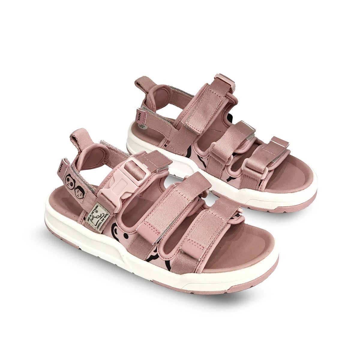 Sandal nữ cao cấp hiệu MOL 3 quai ngang MS1801B màu đen