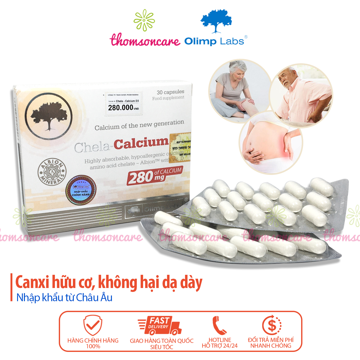 Bổ sung Canxi cho bà bầu Chela Calcium D3 - Calci hữu cơ, dễ hấp thu, không gây táo bón - Nhập khẩu chính hãng