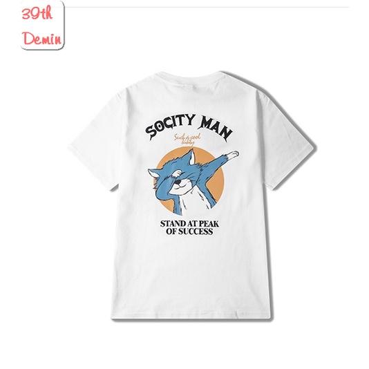 Áo thun tay lỡ HEYBIG COTTON SOCITY MAN dáng unisex NAM NỮ form châu á in Tom phong cách HIP HOP