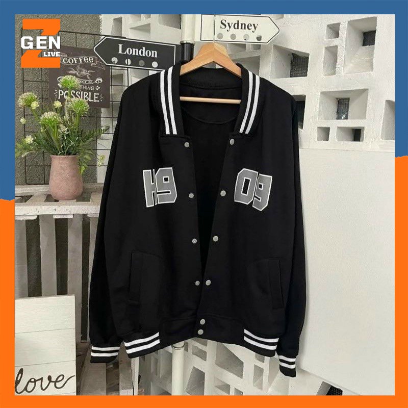 Áo khoác bomber unisex phong cách năng động, họa tiết in H9O9 chất nỉ mềm mịn cao cấp - LZ FASHION - LZTP002