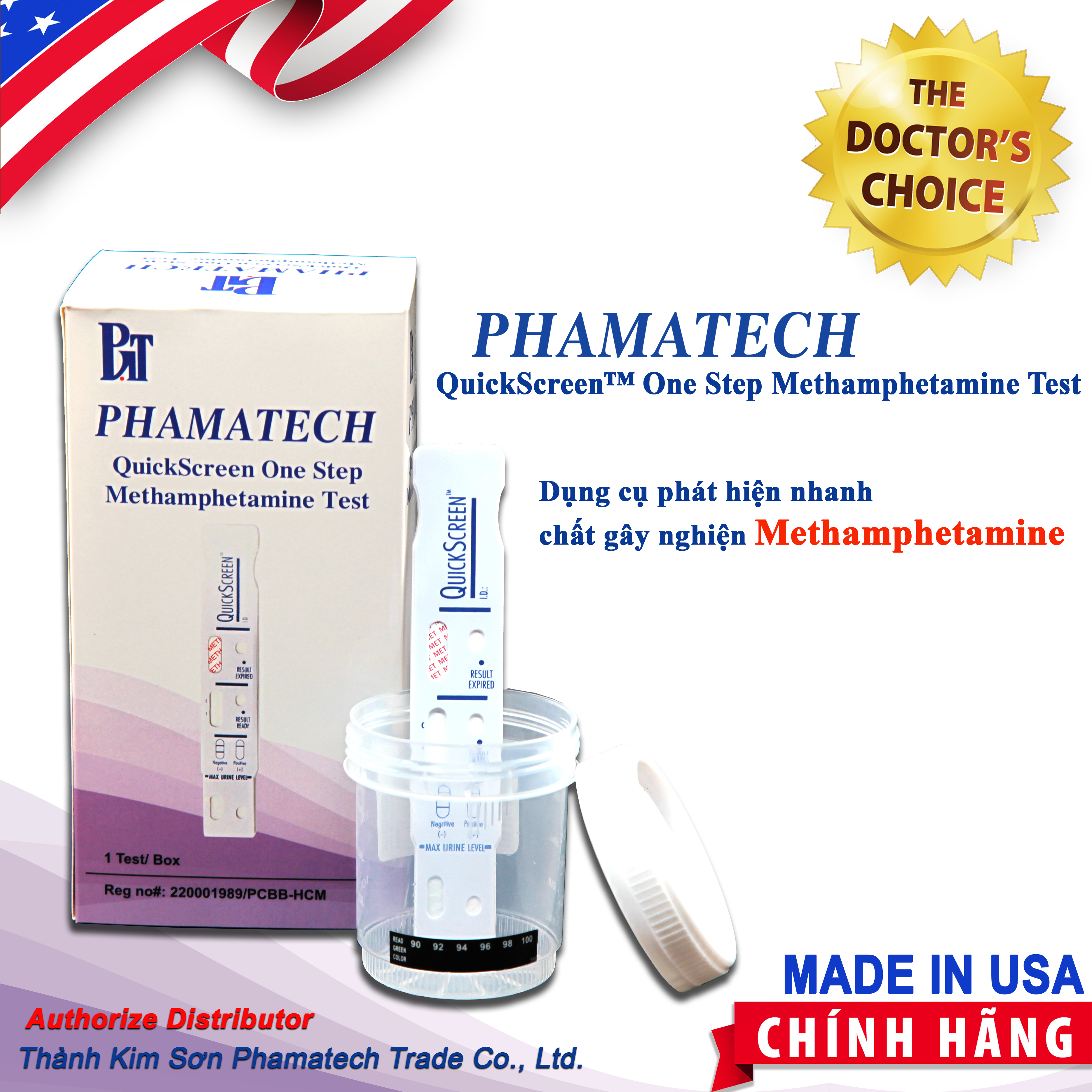 Phát hiện nhanh chất gây nghiện Methamphetamine - Phamatech QuickScreen One Step Methamphetamine Test