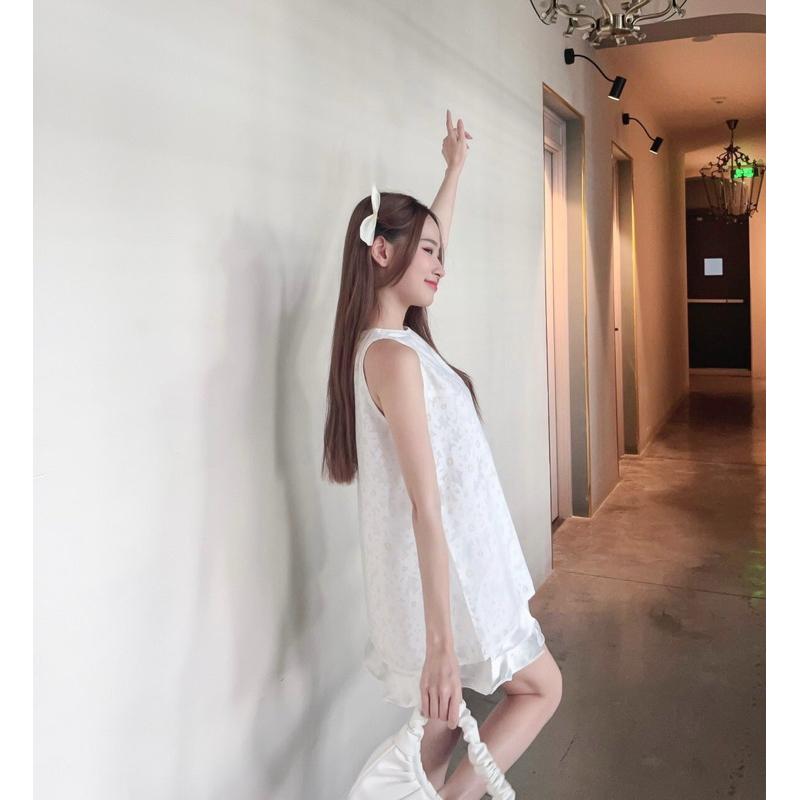 Chen.room Set áo hoa cúc và quần short loe dễ thương, set đồ xinh nhà Chen