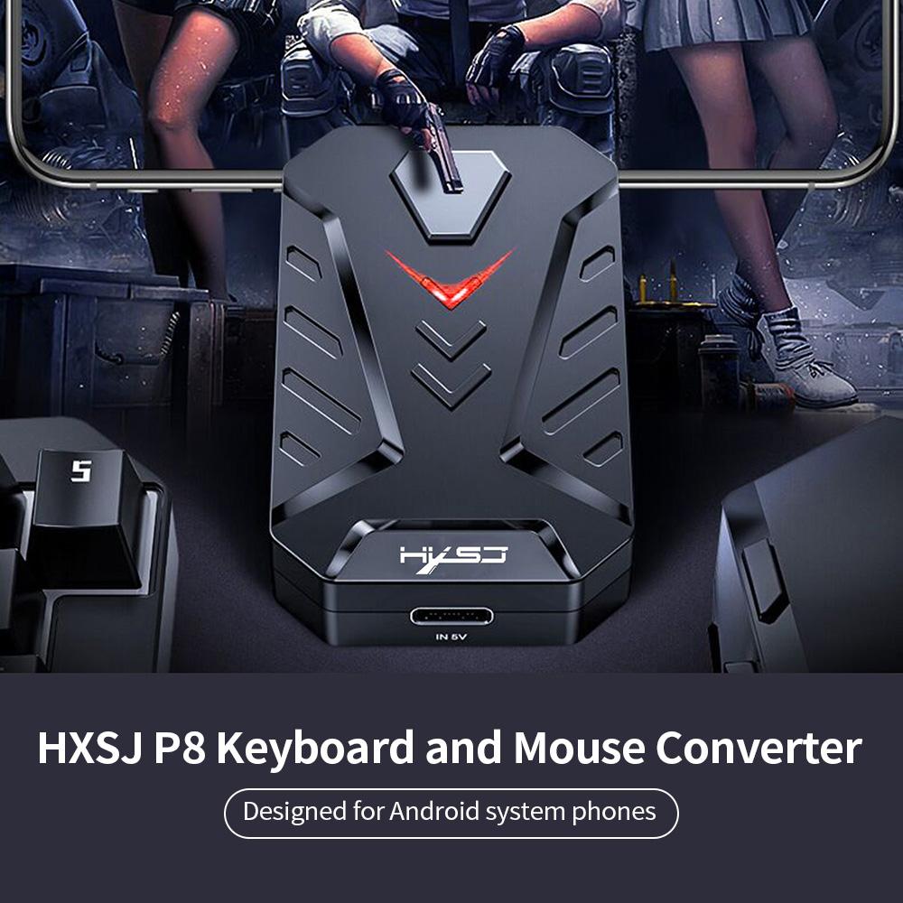 HXSJ P8 Wired Keyboard Mouse Converter Portable Mobile Game Keyboard and Mouse Adapter with 3 USB Ports for Android