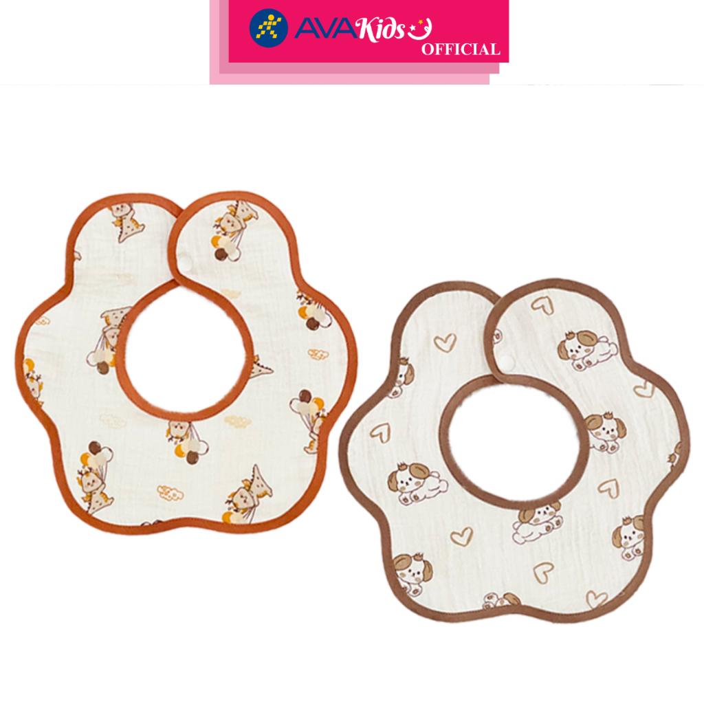 Bộ 2 yếm ăn cho bé hình tròn cotton Bessla (0 - 36 tháng) - Hàng Chính Hãng