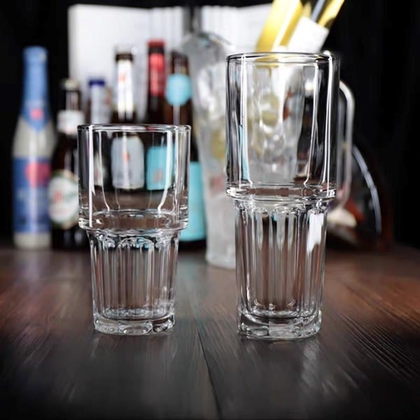 Ly thủy tinh khía lớn 2 tầng 480ML decor nước uống cực đẹp - Mã MP87147
