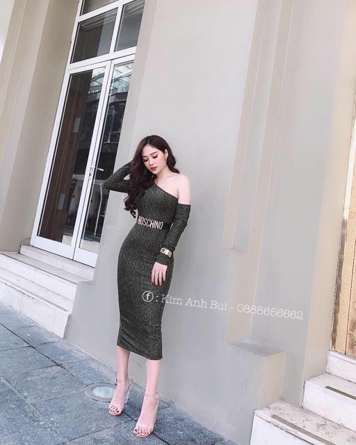 Đầm len kẻ body