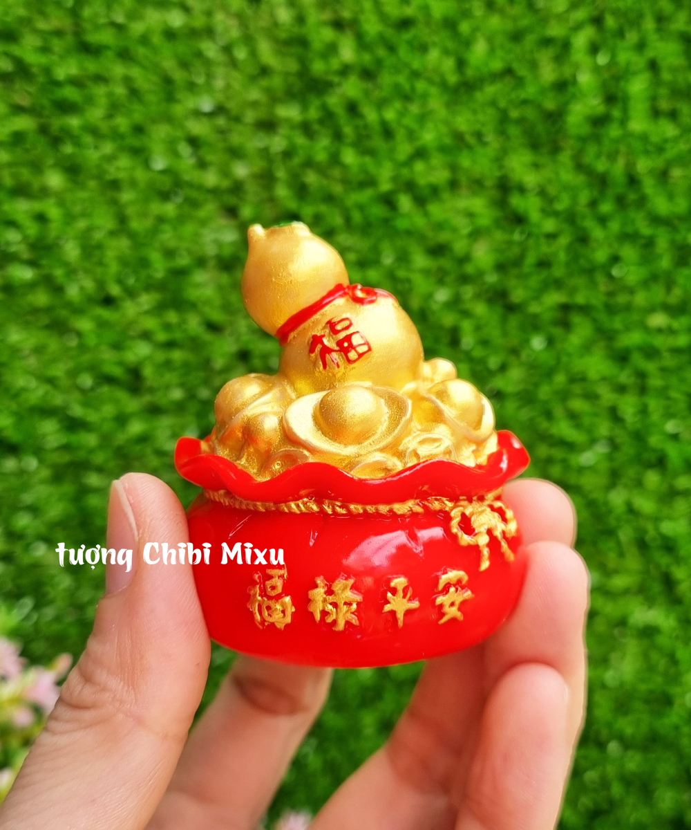 Túi vàng đỏ Chữ Phúc + Chiêu Tài Tấn Lộc Giàu có Quà tặng Đồ trang trí