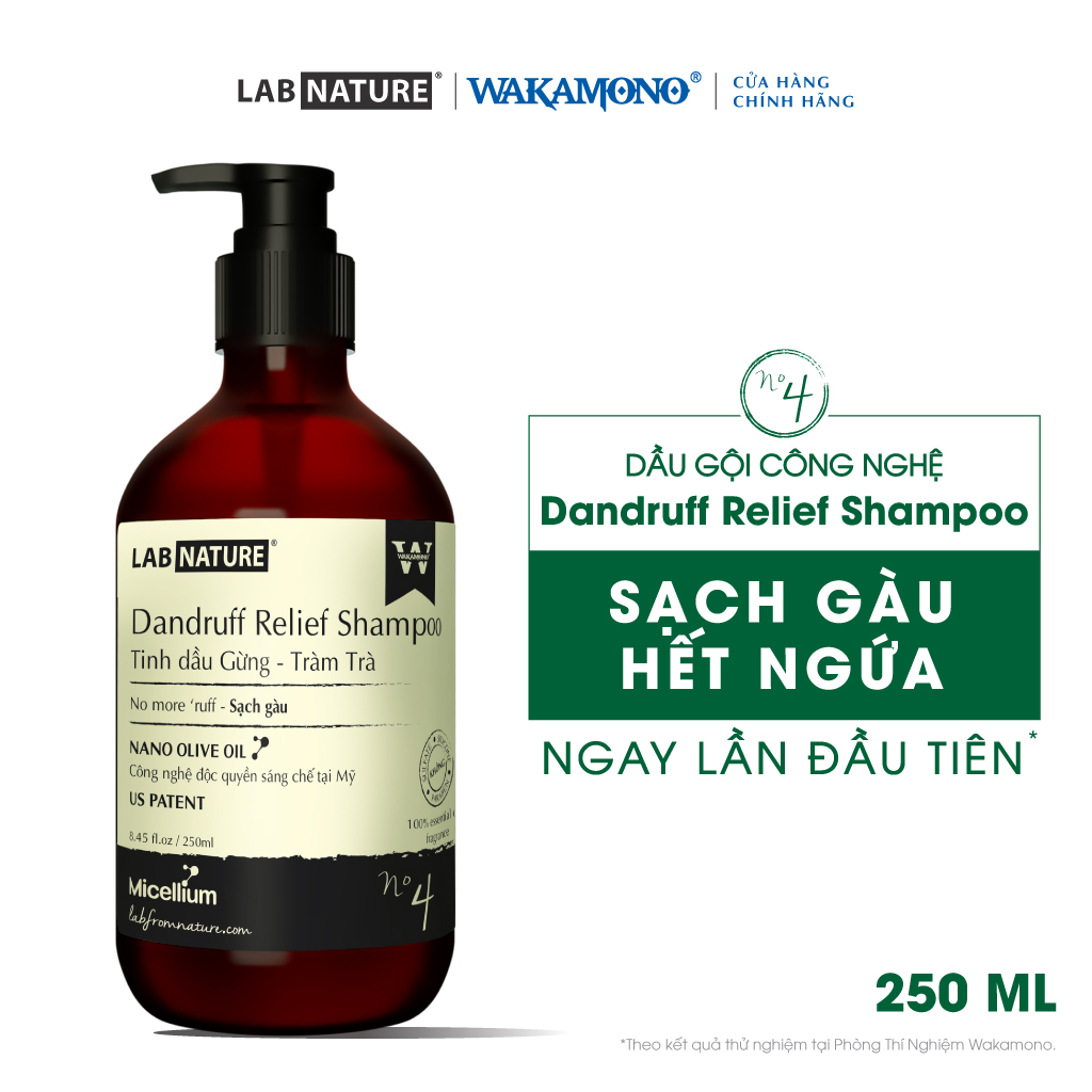 Dầu gội trị gàu Lab Nature No.4 - công nghệ Nano Olive Oil - 250ml