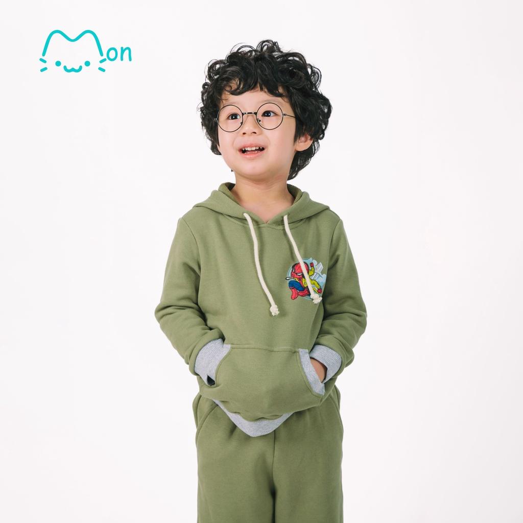 Bộ nỉ hoodie thu đông cho bé trai chất liệu nỉ chân cua cao cấp MonBabies BMNT22W011