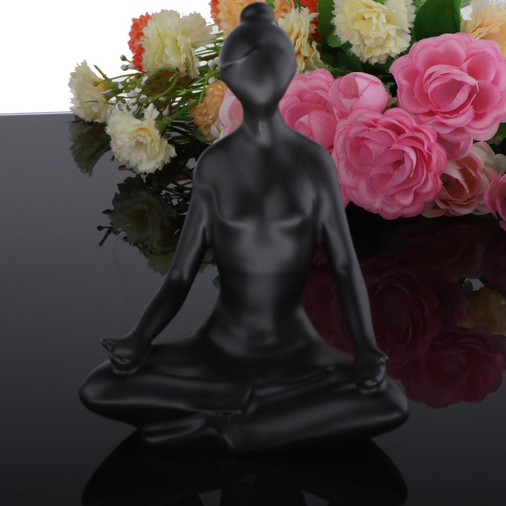 3pcs Cute Ceramic Yoga Girl Sculpture Fashion Modern Statue Figure Bedroom Office Desk Wedding Party Decoration Ornaments Birthday Gift