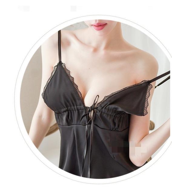 Váy ngủ lụa satin phối ren SX572 cao cấp - đầm ngủ gợi cảm -kellywang