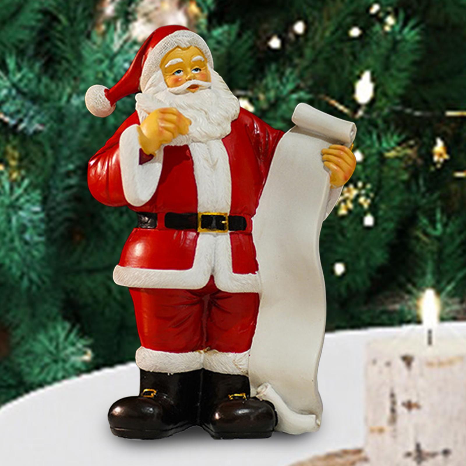 Santa Figurine Santa Claus Decorations Creative Xmas Party Ornament Gift Santa Statue Christmas Decoration for Fireplace Yard