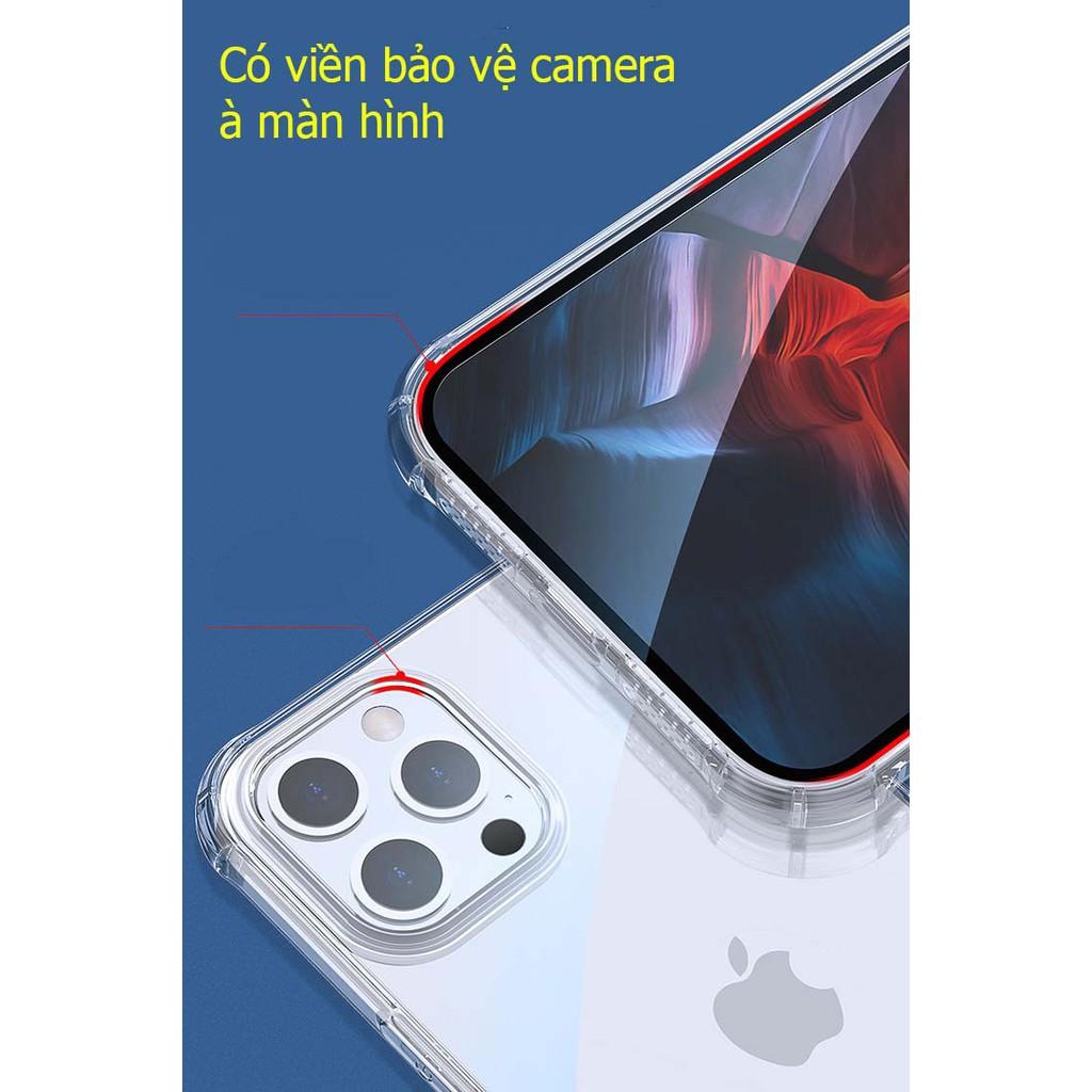 Ốp iPhone 13 pro max/12 trong suốt viền bóng chống sốc âm thanh 3D