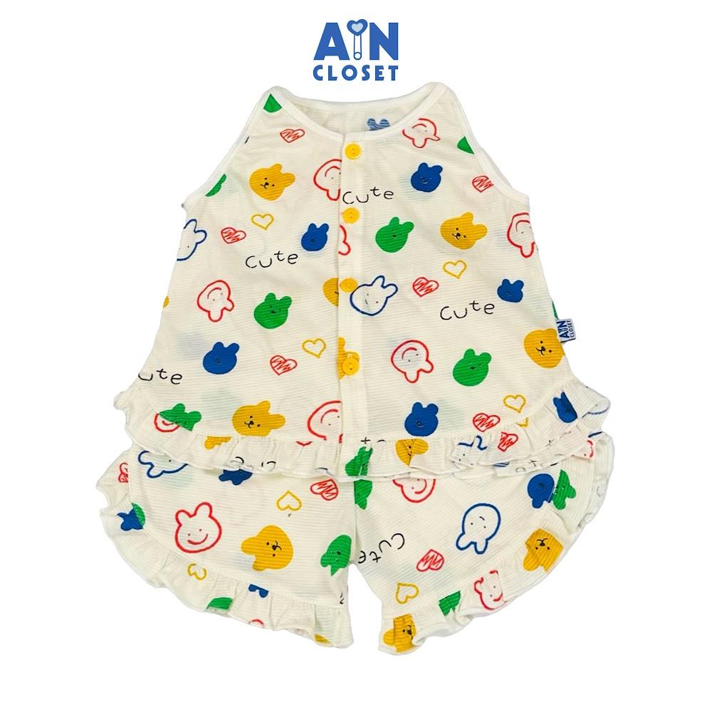 Bộ quần áo Ngắn bé gái họa tiết Gấu Cute thun giấy - AICDBGT83SOI - AIN Closet