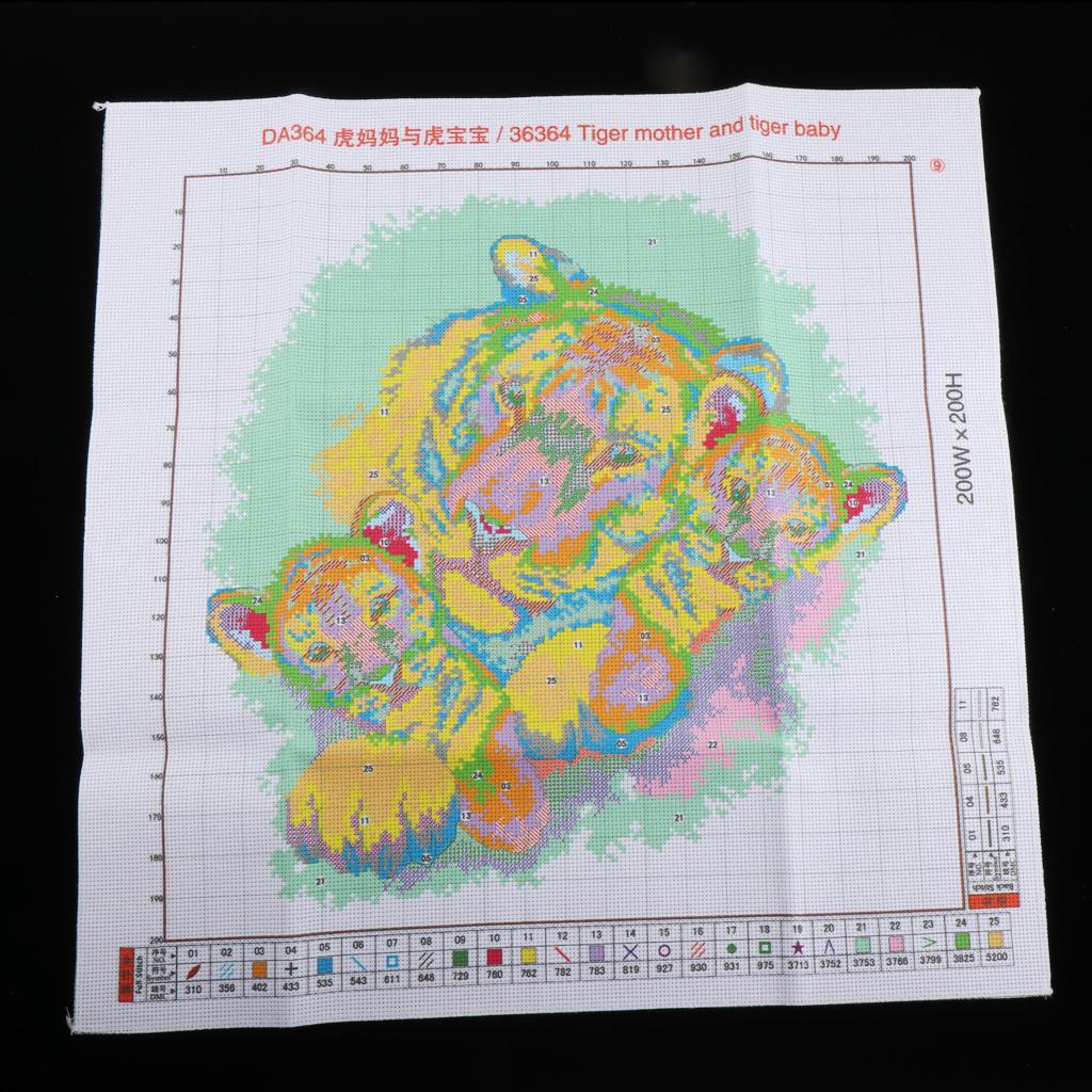 Dimensions 11ct Counted Cross Stitch Kit, Tiger Mother and Baby, 11 Count Aida,