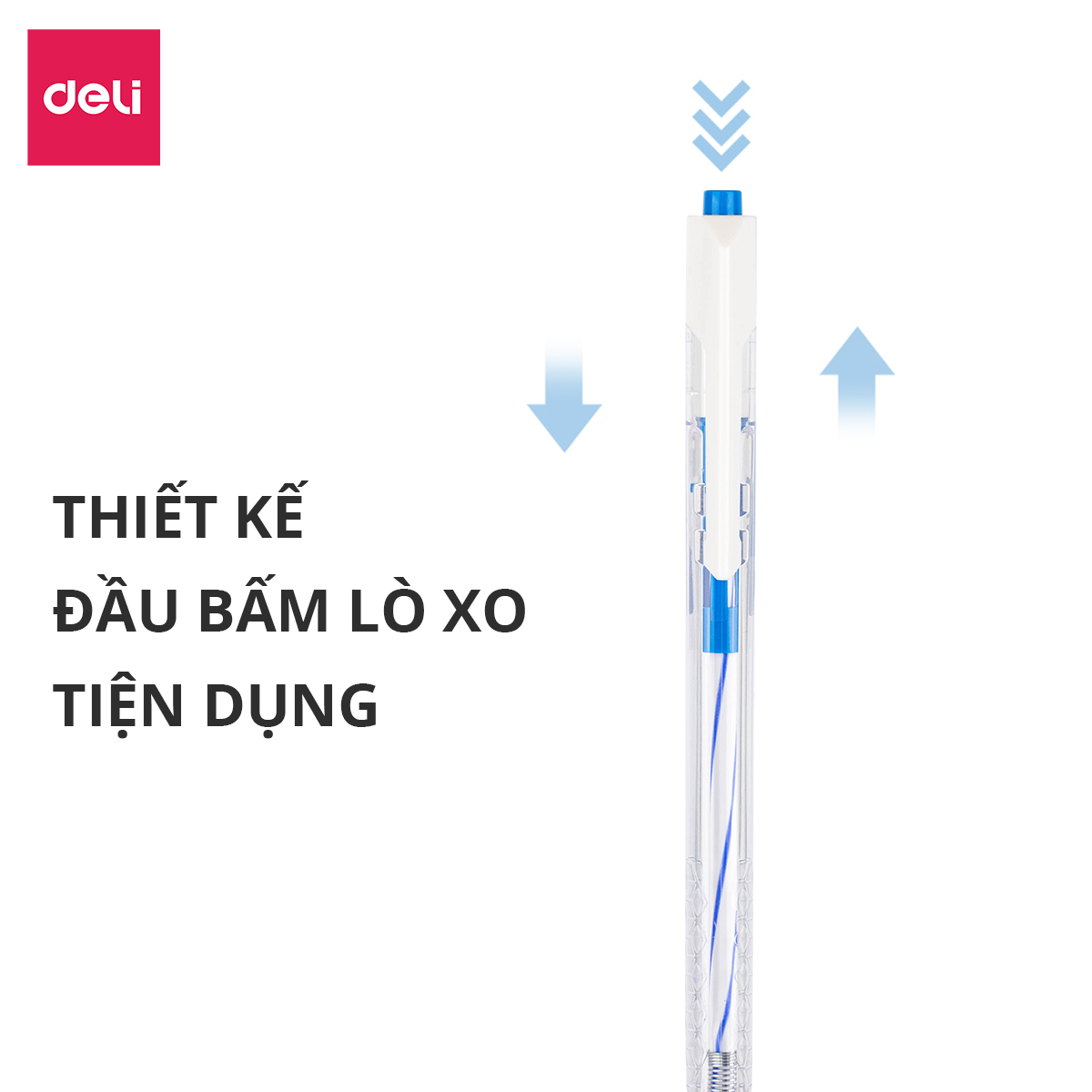 Combo 5-10-20 Bút Bi Bấm Deli EQ24 Ngòi 0.7mm - Mực Xanh/Đen/Đỏ - Bút bi dầu phù hợp học sinh văn phòng