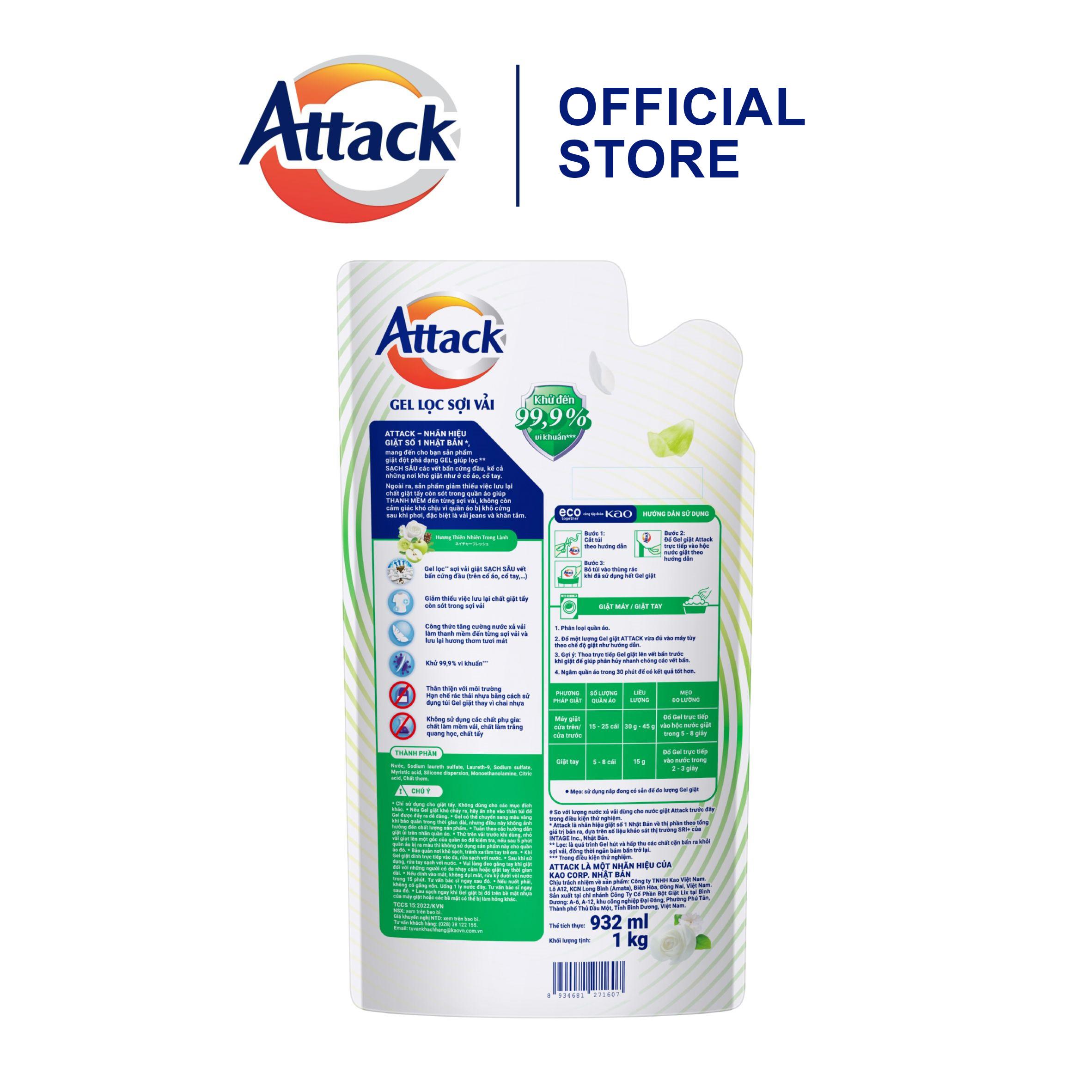 Gel Giặt Attack Hương Thiên Nhiên Trong Lành Túi 1Kg