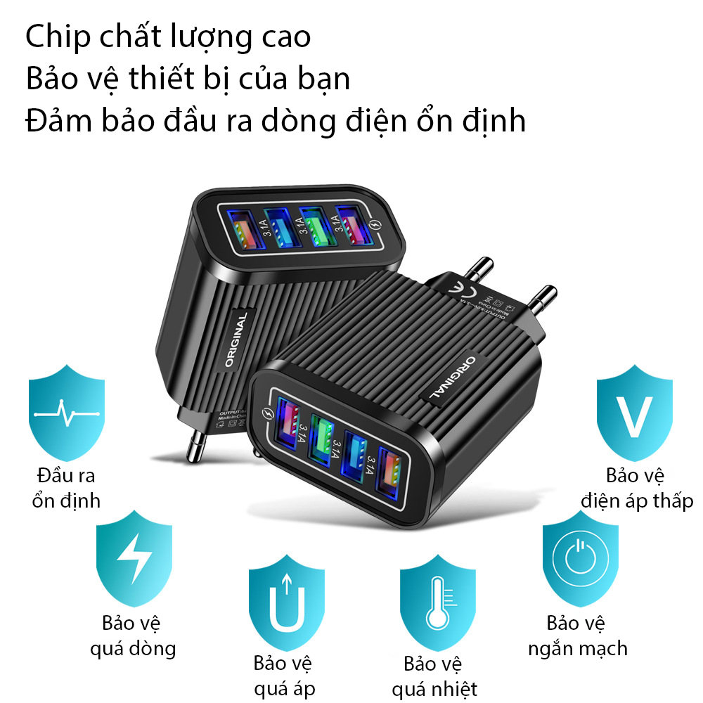 Củ sạc 4 cổng original, siêu tiện dụng- K1143