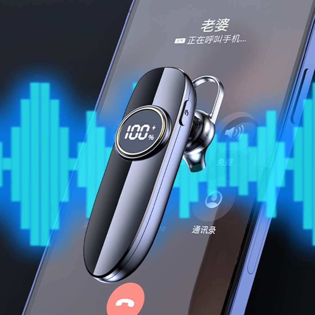 Bluetooth 5.2 Earphone IPX7 Waterproof 48H Call LED Battery Display Single-Ear Headset for Running Office Driving Business Handsfree